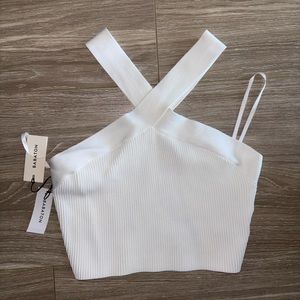 Aritzia knit cross cross cropped tank NWT